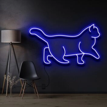 Walking Cat Neon Sign for Pet Lovers and Kids Rooms