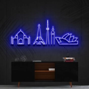 Iconic Monuments Neon Sign for Travel Lovers