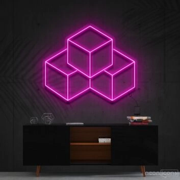 3D Cubes Neon Sign for Geometric Art Lovers