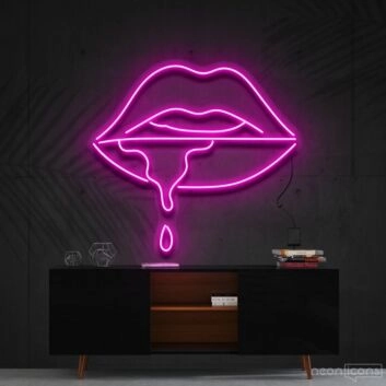 Lips Dripping Neon Sign for Bold Statements
