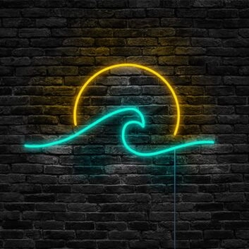 Wave Neon Sign for Nature and Coastal Decor
