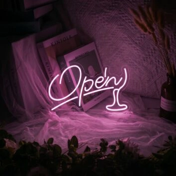 &#39;Open3&#39; neon sign