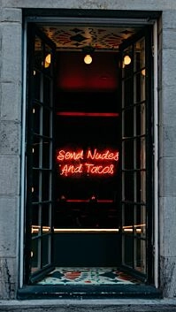 Send Nudes And Tacos Neon Sign for Playful and Food Lovers