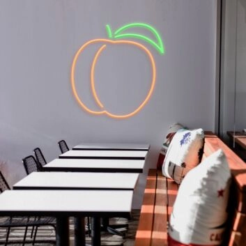 Peach Neon Sign for Whimsical and Nature Decor