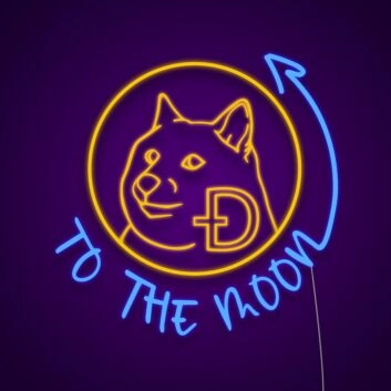 Doge To The Moon Sign Neon Sign Celebrate cryptocurrency with this fun sign