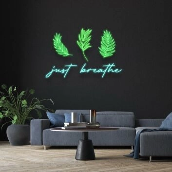 Just Breathe Neon Sign A calming reminder for any space