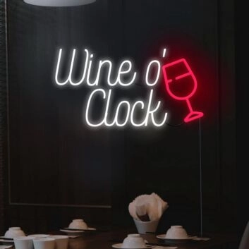 Wine O Clock Neon Sign Celebrate wine time with this fun sign