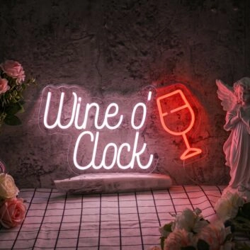 Wine O Clock Neon Sign Celebrate wine time with this fun sign
