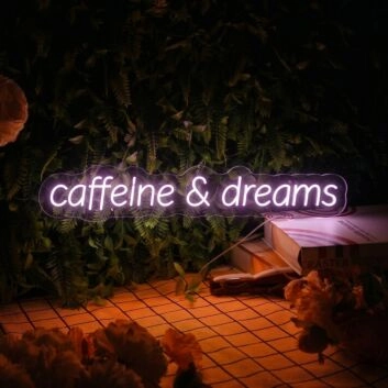 Caffeine And Dreams Neon Sign Ideal for coffee shops and dreamers