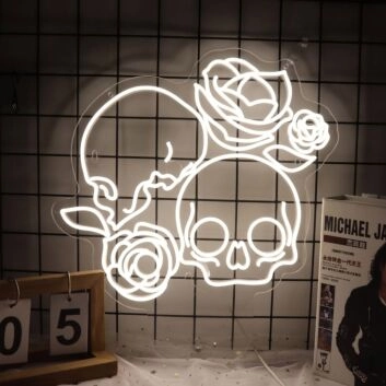 Skull With Roses Neon Sign Add an edgy touch to your decor