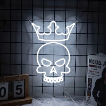 King Skull With Crown Neon Sign Add a regal, edgy vibe to your space