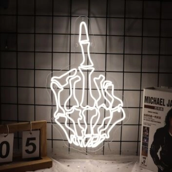 Skeleton Middle Finger Neon Sign Add an edgy, rebellious touch