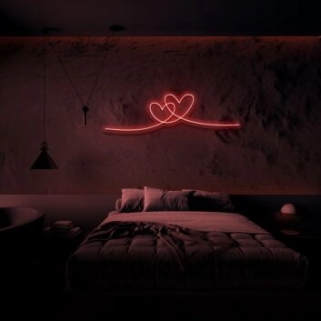 Double Heart Neon Sign Perfect for romantic and loving spaces