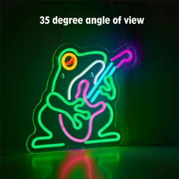 Guitar-Playing Frogs Neon Sign Music Room Fun