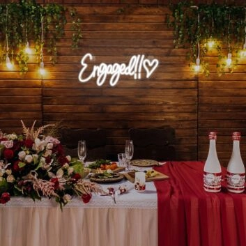 Happy Engaged Neon Sign Wedding Decor