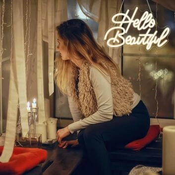Hello Beautiful Neon Sign Bedroom Inspiration