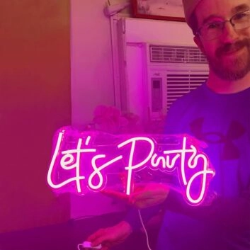 Let's Party Deep Pink Neon Sign Celebration Time