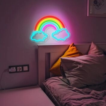 Lucky Rainbow Neon Sign Kids Room Joy