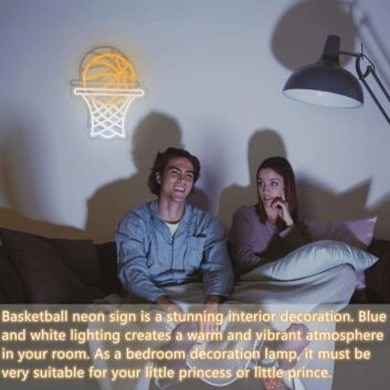 Orange Basketball and White Basketball Neon Sign Stadium Spirit