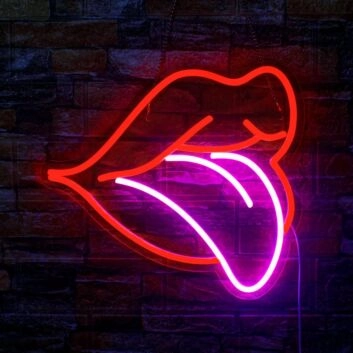 Red Lips Bedroom Wall Mounted Neon Sign Bold Accent