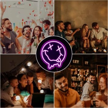 Smiley Face Deep Pink Neon Sign Bedroom Happy Vibes