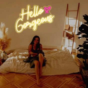 Warm White Hello Gorgeous Neon Sign Bedroom Charm