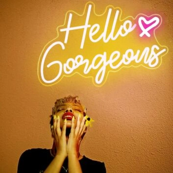 Warm White Hello Gorgeous Neon Sign Bedroom Charm