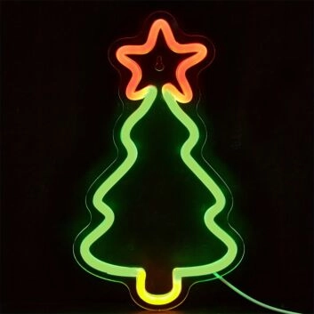 Brighten Your Holidays: Back Plate LED Neon Sign Light Christmas Tree for Festive Home, Office, and Store Decorations.