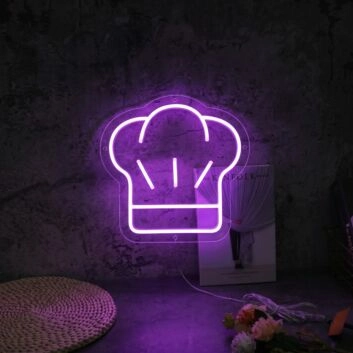 Brighten Up Your Kitchen, Restaurant, or Culinary Event with the Chef Hat LED Neon Sign.