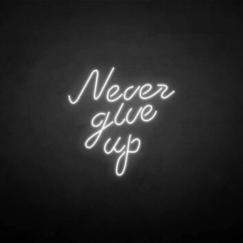 never give up neon sign