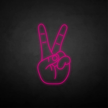 Peace hand symbol neon sign