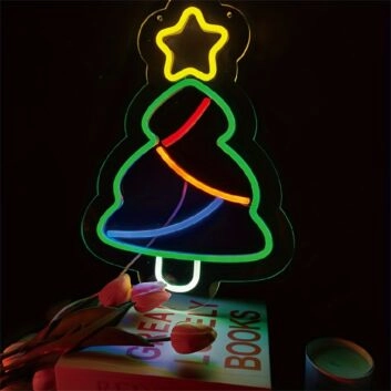 Brighten Your Festivities: Christmas Tree Sign Party Decorations LED Neon Signs for Home, Office, Store, and Holiday Gatherings