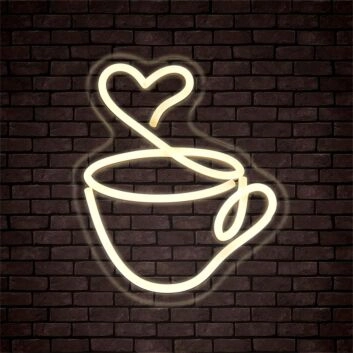 Brighten Up Your Café, Kitchen, or Wedding with the Coffee Cup Neon Sign Coffee Bar LED Neon Light.