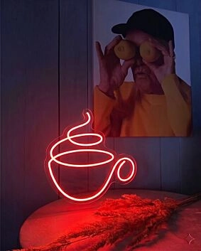 Brighten Up Your Café or Kitchen with the Coffee LED Neon Sign Sketch and Etch Us - Perfect for Home Decor or Coffee Shops.