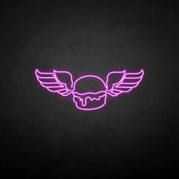 Wings with humburger neon sign
