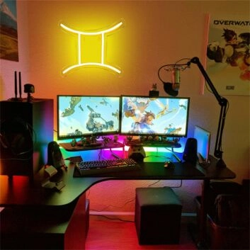 Brighten Up Your Bar, Office, and Home Decor with the Versatile Constellation Gemini LED Neon Sign.
