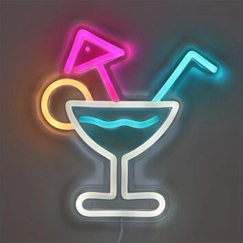 Elevate Your Bar or Man Cave Ambiance with the Creative Cool Cocktails With Umbrella Wall LED Neon Sign.