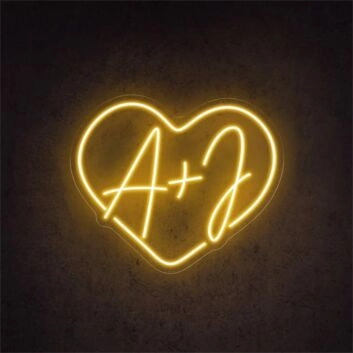 Brighten Your Wedding, Home, or Anniversary Party with the Personalized Charm of Custom Initials Heart A J Wedding LED Neon Sign.