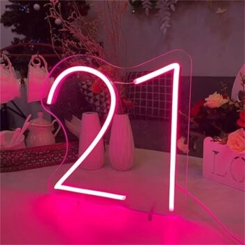 Brighten Your 21st Birthday Bash and Home Space with the Custom Number 21 Birthday Party LED Neon Sign