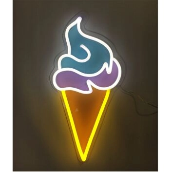 Brighten Your Space - Cute Ice Cream LED Neon Sign Perfect for Cafés, Kids' Rooms & Birthday Celebrations