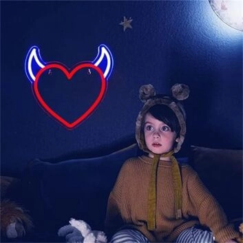 Brighten Up Your Space: Devil Heart LED Neon Sign, Perfect for Home Decor, Trendy Bars, and Romantic Weddings.