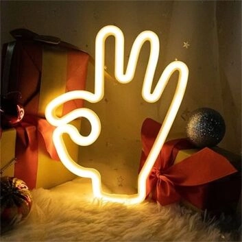 Elevate Your Decor: Home, Office, Store, and Bar Ambiance with Hand Shape Finger Ok LED Neon Sign.