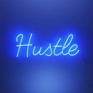 Brighten Your Workspace or Weekend Gatherings with the Mini Hustle LED Neon Sign.