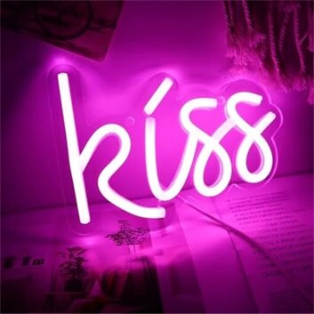 Elevate Your Bar, Wedding, or Bedroom Ambiance with the Kiss LED Neon Sign.