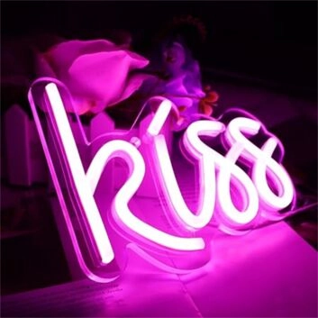Elevate Your Bar, Wedding, or Bedroom Ambiance with the Kiss LED Neon Sign.