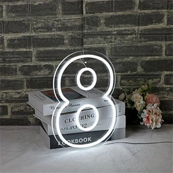 Celebrate in Style: LED Neon Birthday Number 8 LED Neon Sign Perfect for Birthdays, Anniversary Celebrations, and Themed Events.