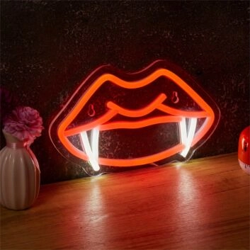 Brighten Your Bar, Party, or Game Room with the LED Neon Light Teeth Mouth Cool Fangs Man Cave.