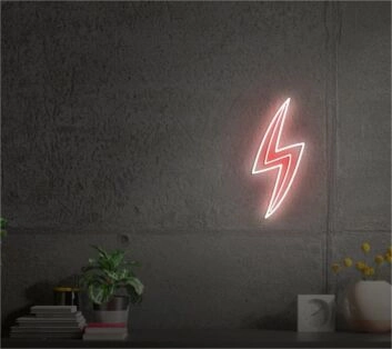 Brighten Your Bar or Office Space with the Vibrant Lightning Red And White LED Neon Sign.