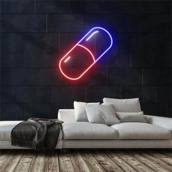Brighten Up Your Pharmacy, Bar, or Home Decor with the Vibrant Neon Light Symbol For Pills.