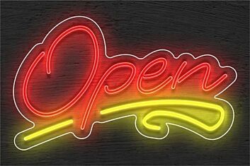 Brighten Up Your Bar, Office, or Storefront with the Open With Squiggle Line LED Neon Sign.